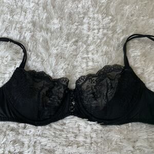 Victoria's Secret Black Unlined Lace Demi Bra Sz 34C